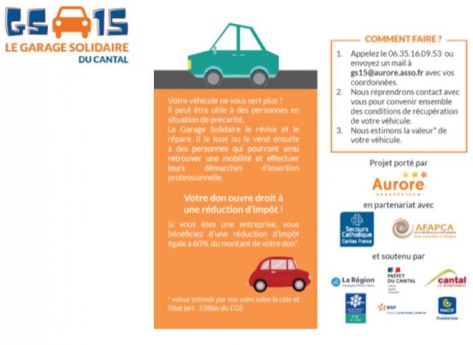 Appel aux dons pour le garage solidaire
